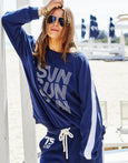 Sun Towelling Longer Sweat- Navy