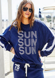 Sun Towelling Longer Sweat- Navy