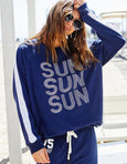 Sun Towelling Longer Sweat- Navy