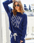 Sun Towelling Longer Sweat- Navy