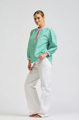 Mary Shirt - Green/Pink Stripe Combo