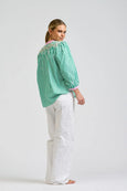 Mary Shirt - Green/Pink Stripe Combo