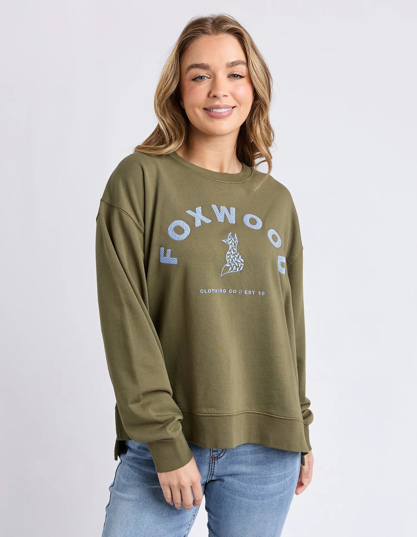 Effortless Contrast Crew- Moss