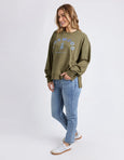 Effortless Contrast Crew- Moss