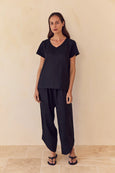Cotton Contrast Linen Top