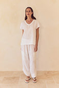 Cotton Contrast Linen Top