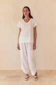 Cotton Contrast Linen Top