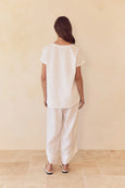 Cotton Contrast Linen Top