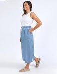 Penny Utility Skirt- Mid Wash Blue