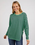 Lauren L/S Tee Stripe Meadow/Navy Stripe