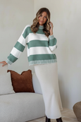 Tilly Stripe Knit- Sage/White