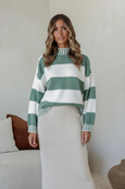 Tilly Stripe Knit- Sage/White