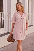 Bonnie Relaxed Shirtdress- Blossom Pink