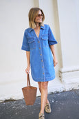 Bonnie Relaxed Shirtdress- Fresh Indigo