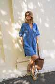 Bonnie Relaxed Shirtdress- Fresh Indigo