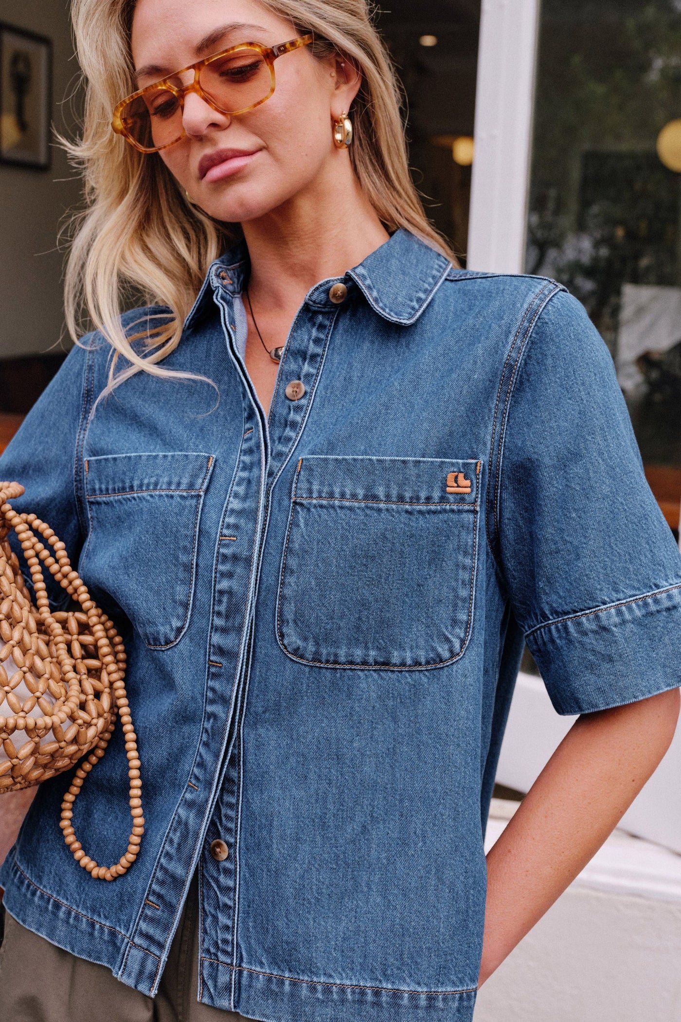 NOA Short Sleeve Shirt- Fresh Indigo