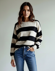 Eliza Stripe Knit- Choc/Latte
