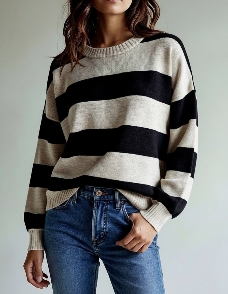 Eliza Stripe Knit- Choc/Latte