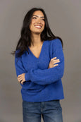 Nouveau V Neck Jumper-Royal Blue