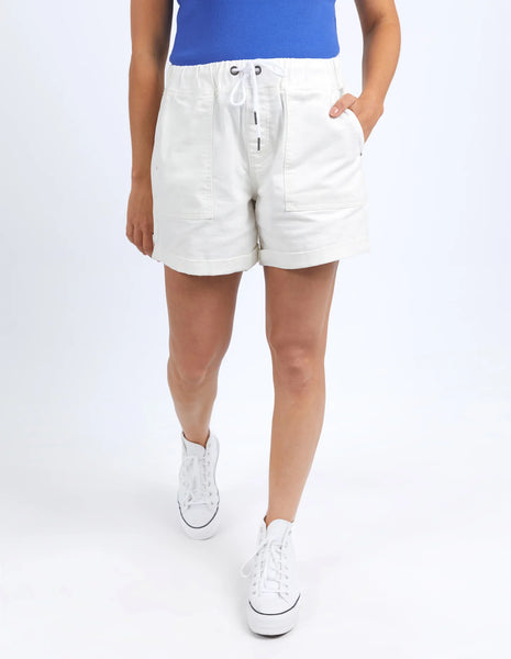 Emma Relaxed Denim Short- Vintage White