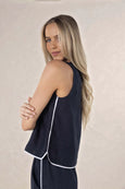 Lugano Top- Navy/White