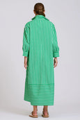 The Martha Oversized Shirt Dress - Double Green Stripe