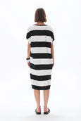 Bubble Sleeve Dress- Black/White Stripe