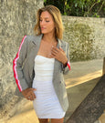 Ella Check Blazer- Pink/Red Arm Stripe