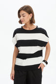 Bubble Sleeve Tee- Black/White Stripe