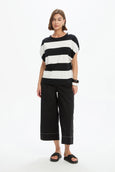 Bubble Sleeve Tee- Black/White Stripe
