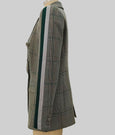 Ella Check Blazer- Green/White Arm Stripe