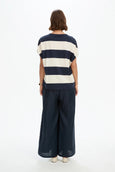Bubble Sleeve Tee- Navy/White Stripe