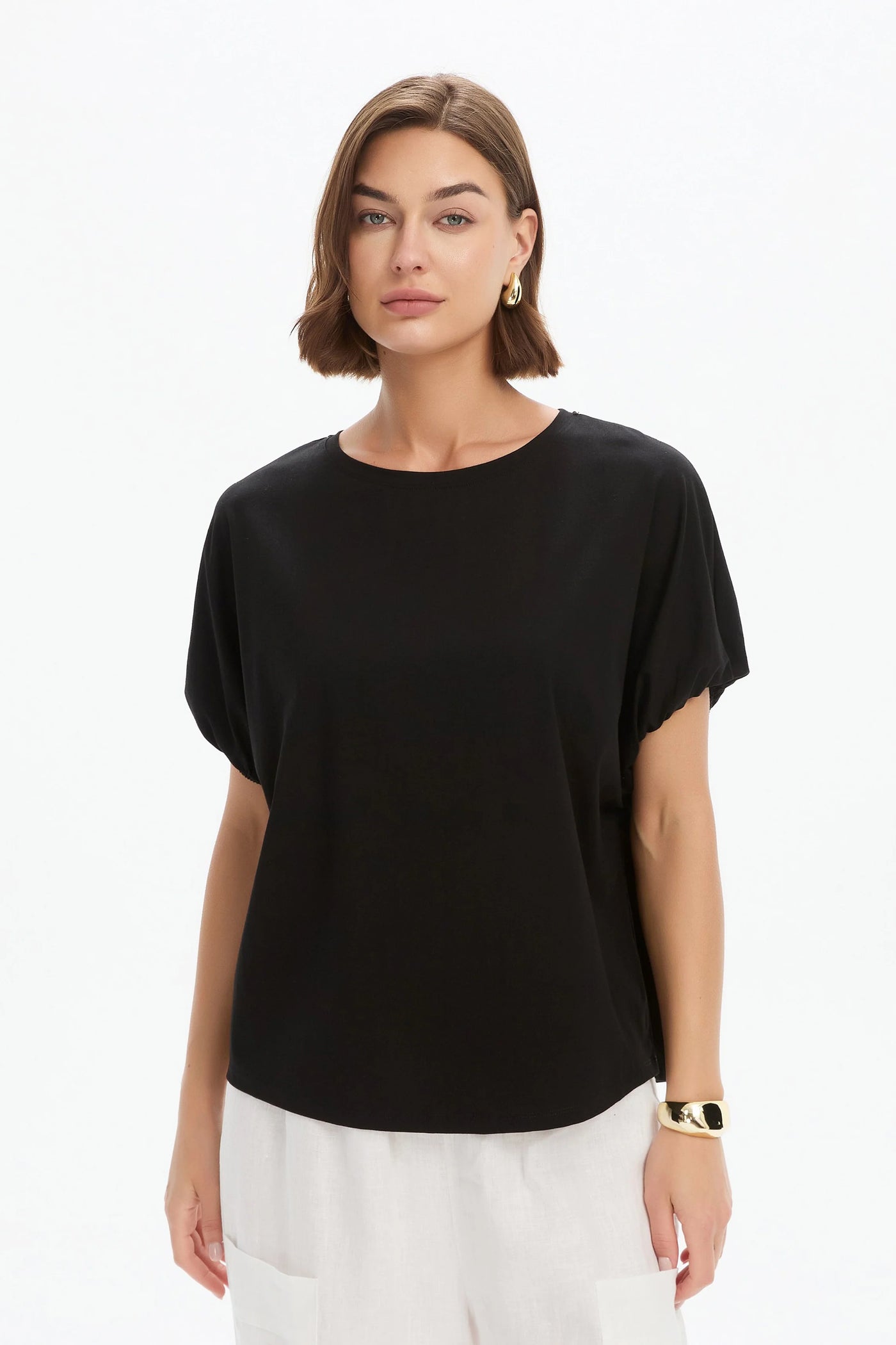 Bubble Sleeve Tee- Black