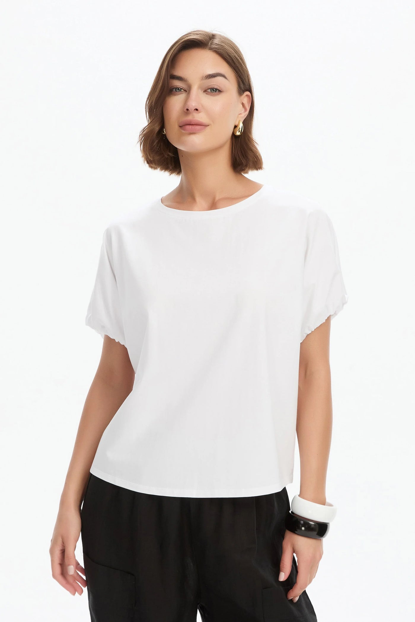 Bubble Sleeve Tee- White