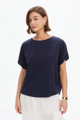 Bubble Sleeve Tee- Deep Navy