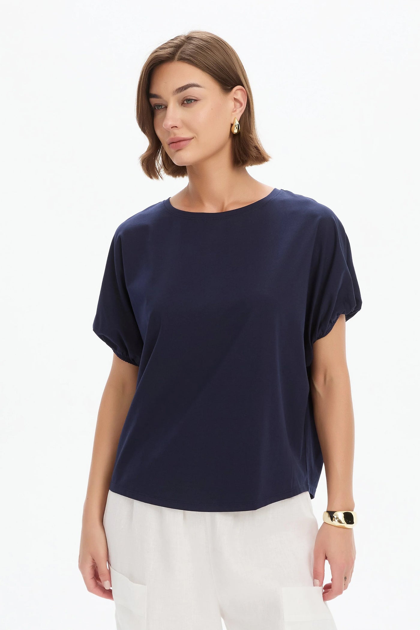 Bubble Sleeve Tee- Deep Navy