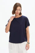 Bubble Sleeve Tee- Deep Navy