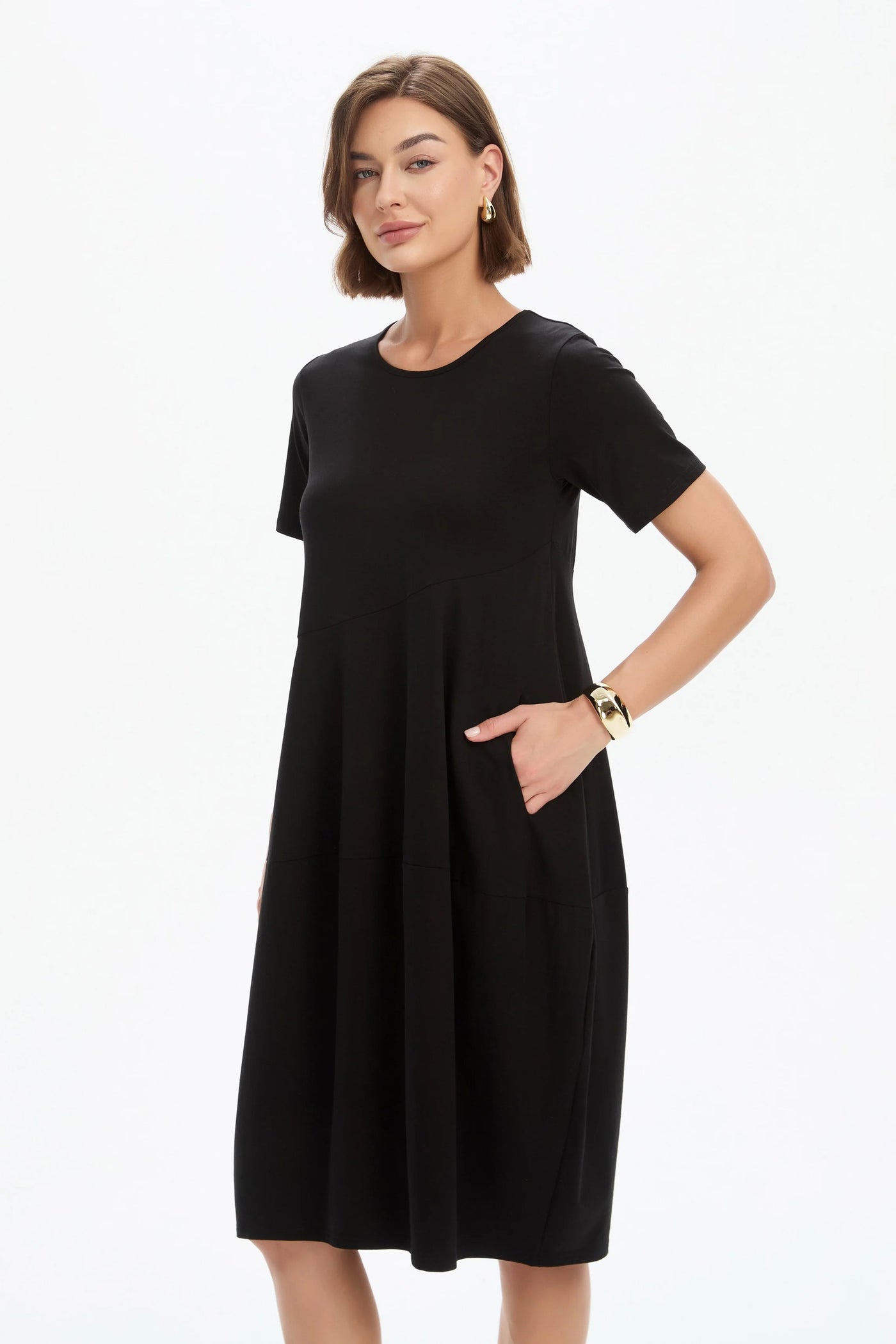 Short Sleeve Diagonal Dress