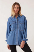 Essential Denim Shirt- Mid Blue Wash