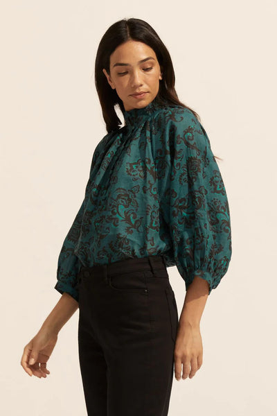 Fuse Top- Green Floral