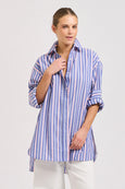 The Boyfriend Oversized Shirt - Chambray Pink Stripe