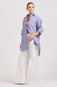 The Boyfriend Oversized Shirt - Chambray Pink Stripe