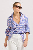 The Boyfriend Oversized Shirt - Chambray Pink Stripe