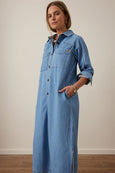 Rae Long Sleeve Midi Dress-Vintage Blue