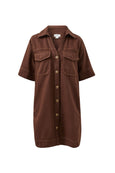 Bonnie Relaxed Shirt Dress- Chocolate