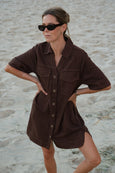 Bonnie Relaxed Shirt Dress- Chocolate