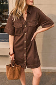 Bonnie Relaxed Shirt Dress- Chocolate