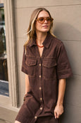 Bonnie Relaxed Shirt Dress- Chocolate