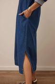 Rae Long Sleeve Midi Dress- Fresh Indigo