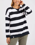 Billie Block Stripe Crew- Navy/White